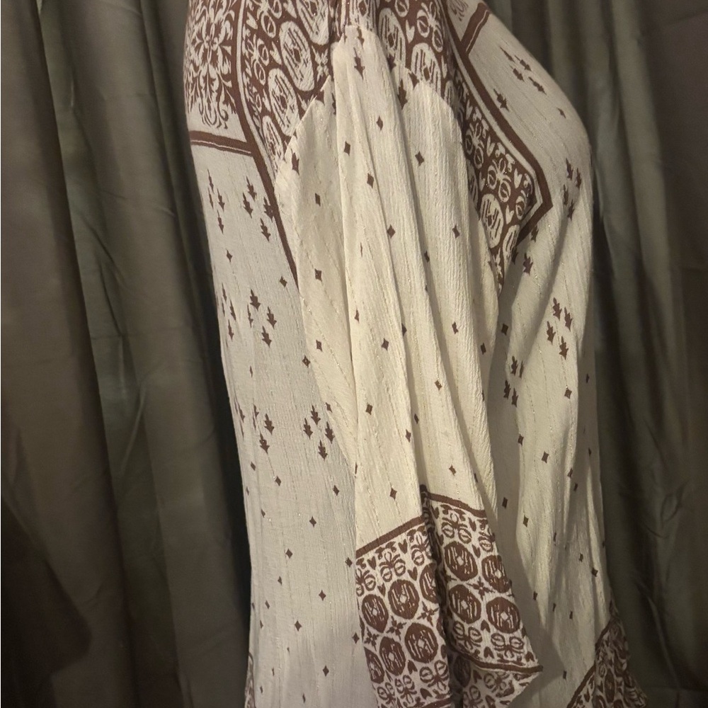 Ruby Rd. Cream And Brown Patterned Blouse - image 2